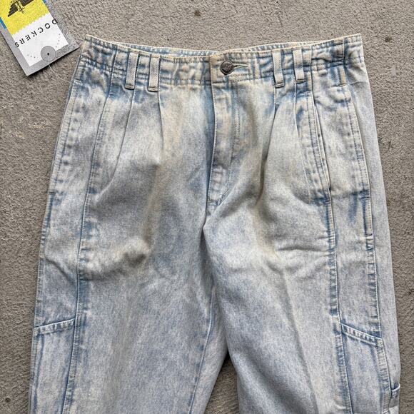 Deadstock 90s Dockers Jeans 28x28 Pleated Denim Levi’s Baggy Acid Wash Vintage - Picture 2 of 12